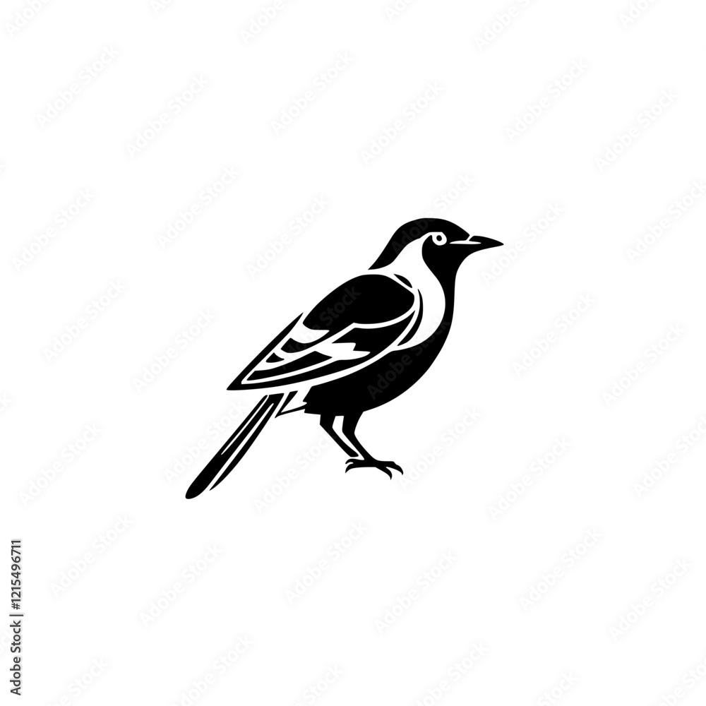 Elegant Black and White Bird Silhouette: A Minimalist Nature Vector Graphic Elegant Black and White Bird Silhouette: A Minimalist Nature Vector Graphic