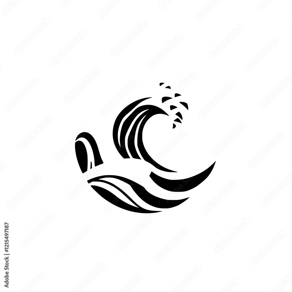 Obraz premium Abstract Ocean Wave: Black and White Minimalist Sea Design. Perfect for nature lovers and graphic designers seeking a stylish, symbolic image.