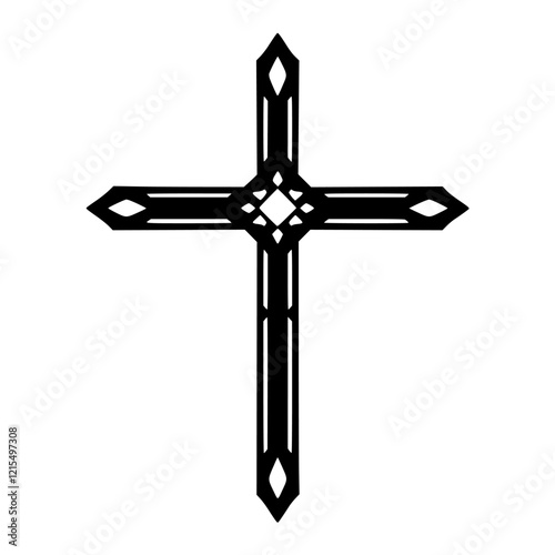 Black Cross: A Sacred Religious Symbol of Christianity and Faith. This graphic design features a bold, simple cross, perfect for expressing spirituality and belief.