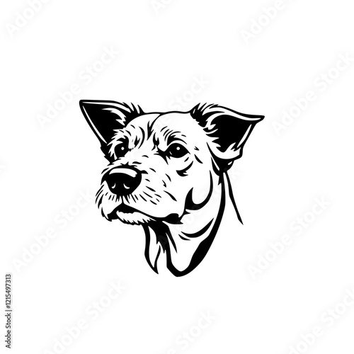 Elegant Dog Portrait: Black and White Canine Headshot - Vector Graphic Illustration