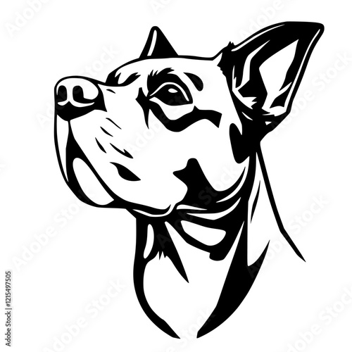 Majestic Bulldog Portrait: Black and White Vector Art. A striking graphic design of a powerful canine, perfect for pet lovers and design enthusiasts. photo