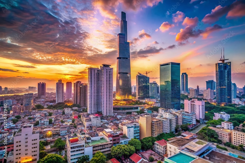 Obraz premium Saigon Skyline: Landmark 81 Towering Over Ho Chi Minh City, Vietnam - March 1, 2019