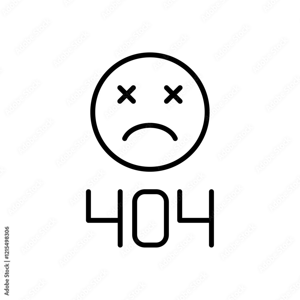 Obraz premium 404 Error icon Outline set in black and white color