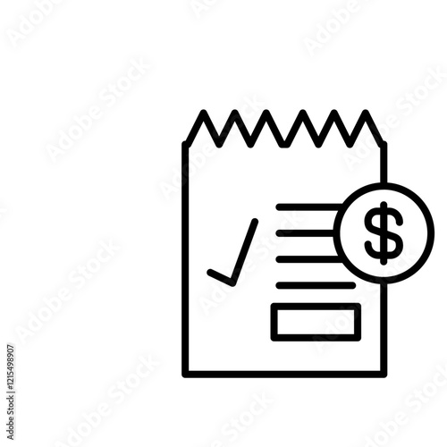 Bill paid icon Outline set in black and white color
