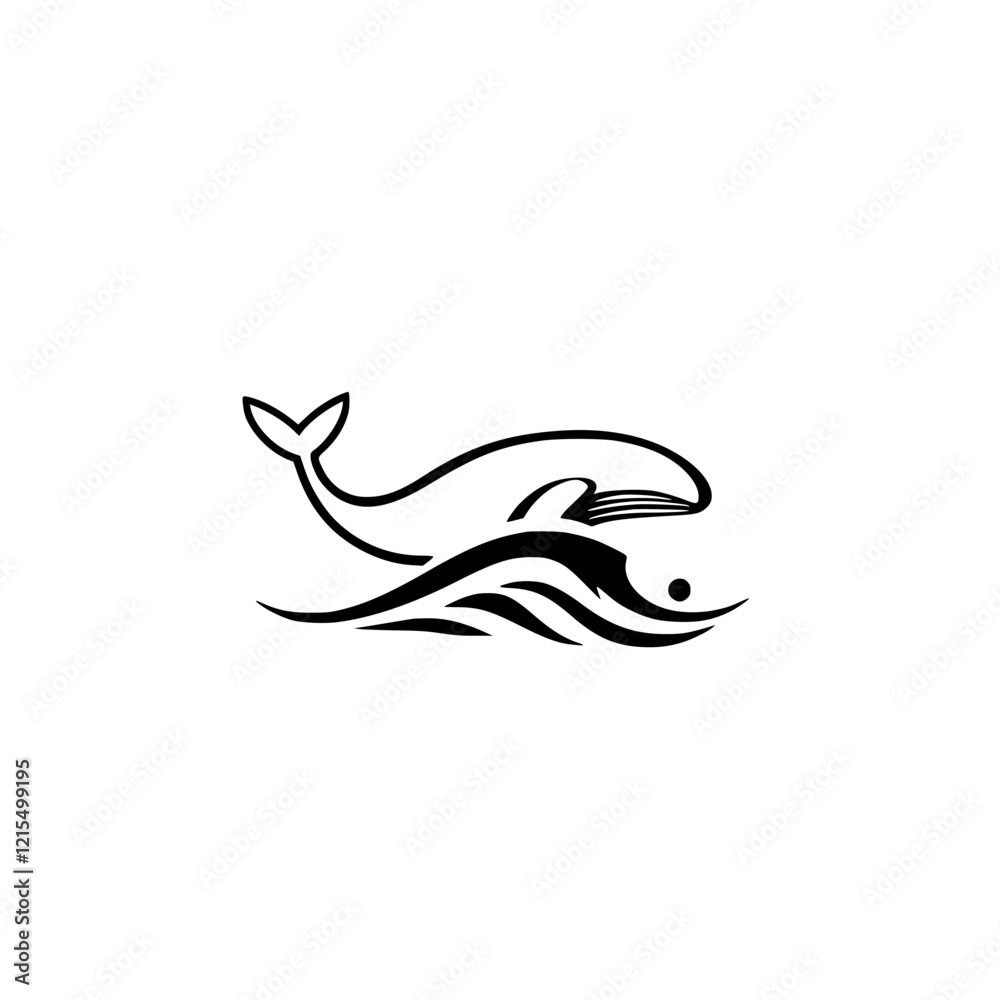 Whale in the Ocean Waves: A Stunning Black and White Vector Graphic. Perfect for marine life lovers and nature enthusiasts. Ideal for logos, designs, and illustrations. Whale in the Ocean Waves: A Stunning Black and White Vector Graphic. Perfect for marine life lovers and nature enthusiasts. Ideal for logos, designs, and illustrations.