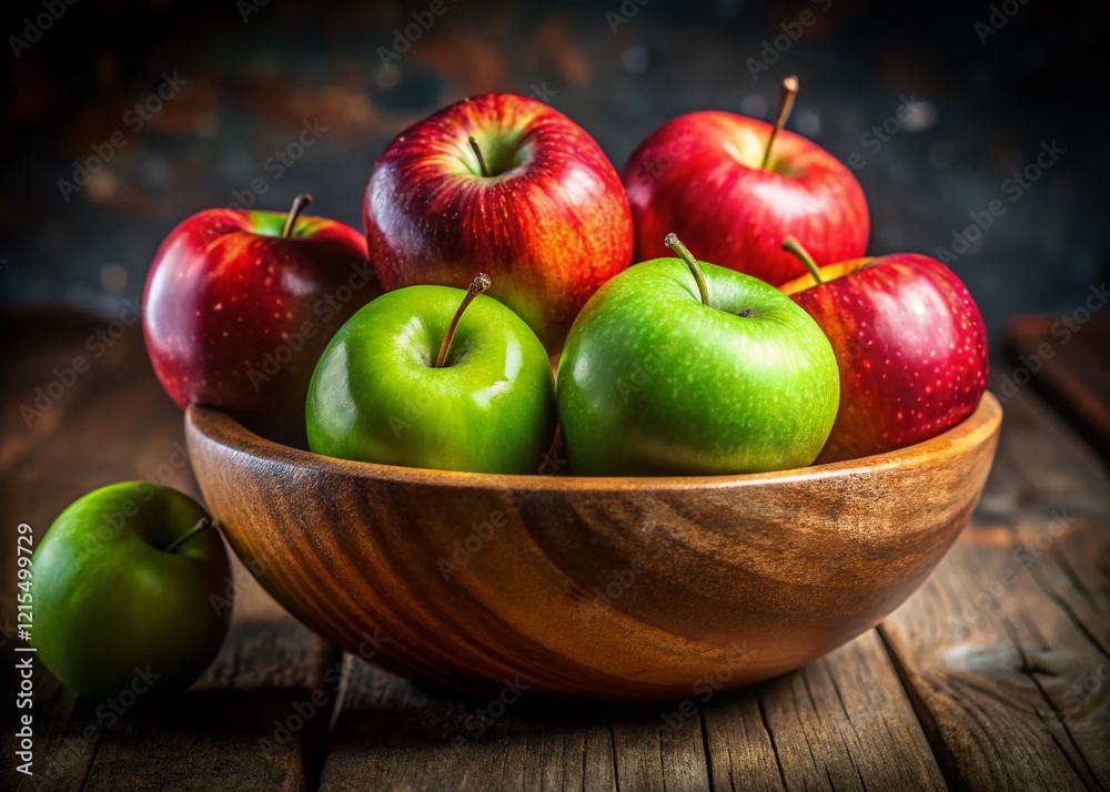 Studio Shot: Fresh Apples in Rustic Bowl - Vibrant Fruit Photography Studio Shot: Fresh Apples in Rustic Bowl - Vibrant Fruit Photography