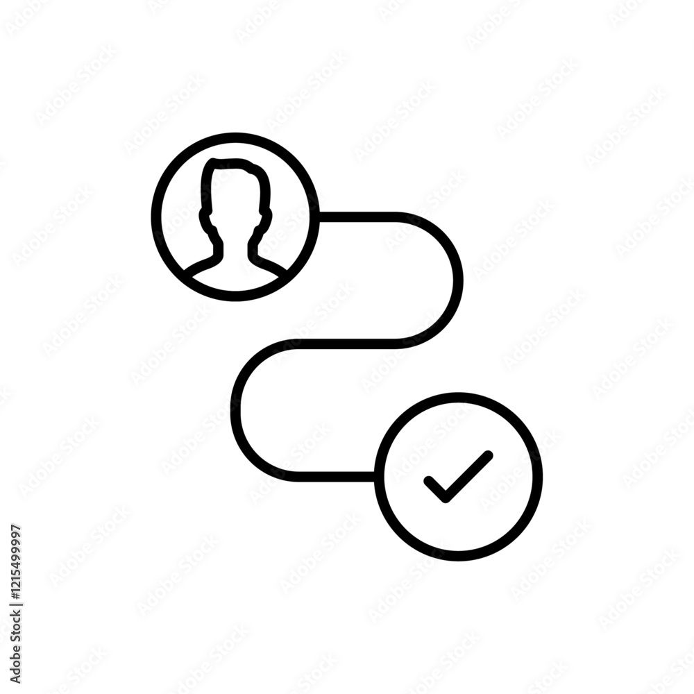 Customer Journey icon Outline set in black and white color Customer Journey icon Outline set in black and white color