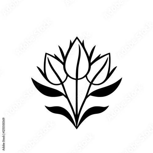 Elegant Black and White Floral Design: Minimalist Line Art Tulips Illustration