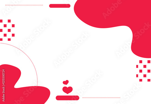 Valentine Day Card Design with Hearts in a Cute Cartoon Style