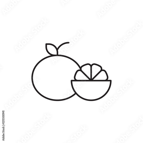 Grapefruit icon Outline set in black and white color
