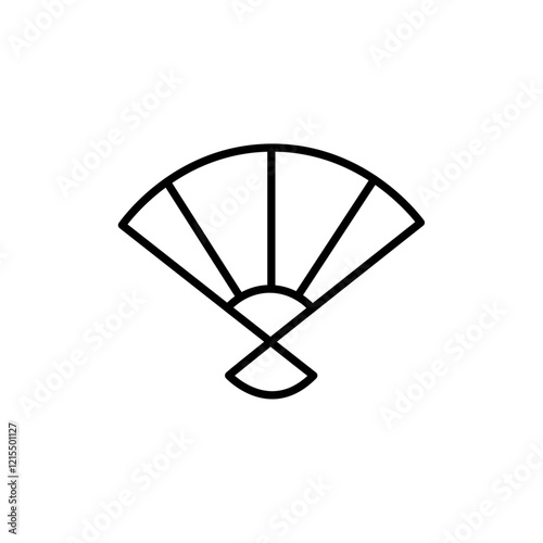 Hand fan icon Outline set in black and white color