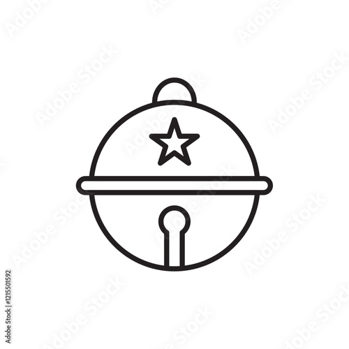 Jingle bell icon Outline set in black and white color
