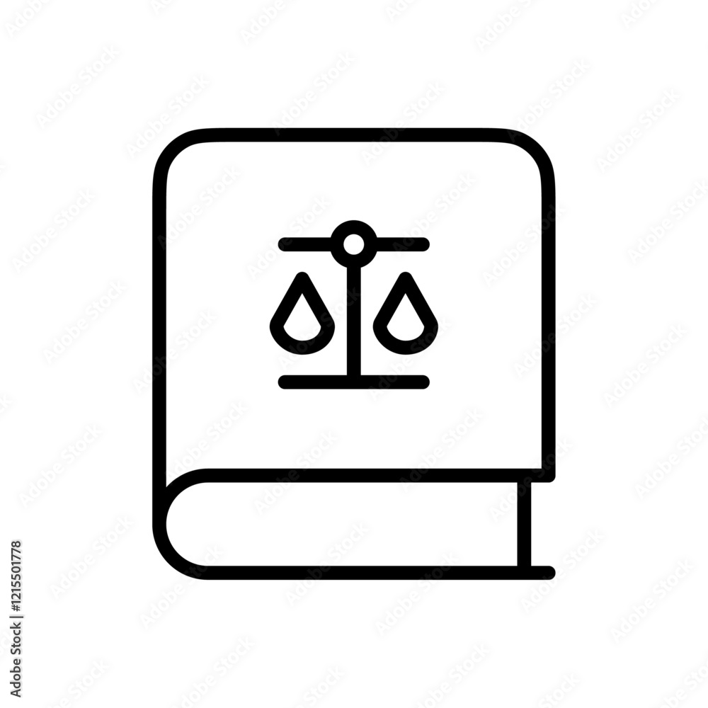 Law book icon Outline set in black and white color Law book icon Outline set in black and white color