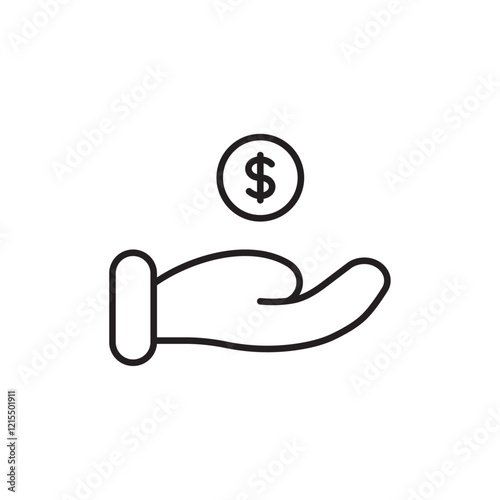 Loan icon Outline set in black and white color