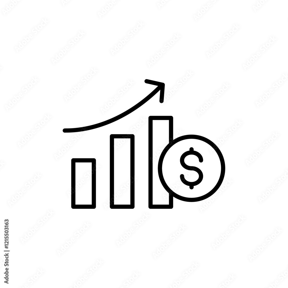 Revenue icon Outline set in black and white color Revenue icon Outline set in black and white color