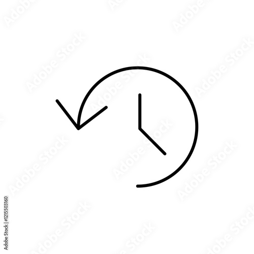 Rewind time icon Outline set in black and white color