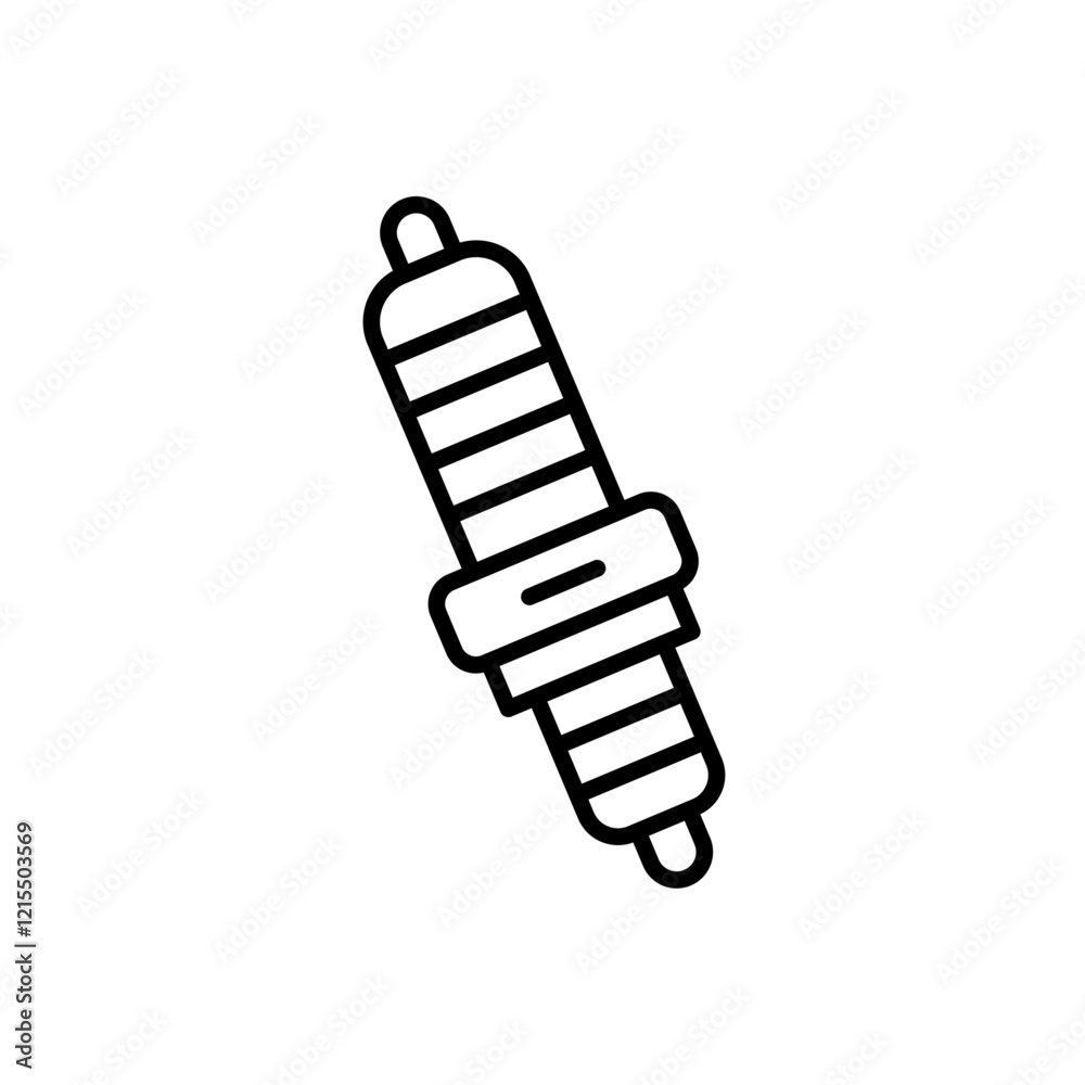 Spark plug icon Outline set in black and white color Spark plug icon Outline set in black and white color