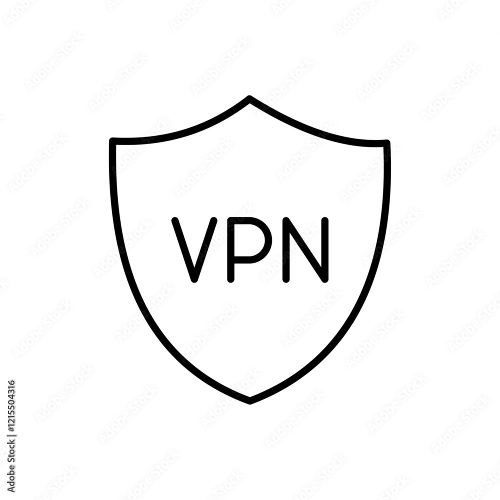 Vpn icon Outline set in black and white color Vpn icon Outline set in black and white color