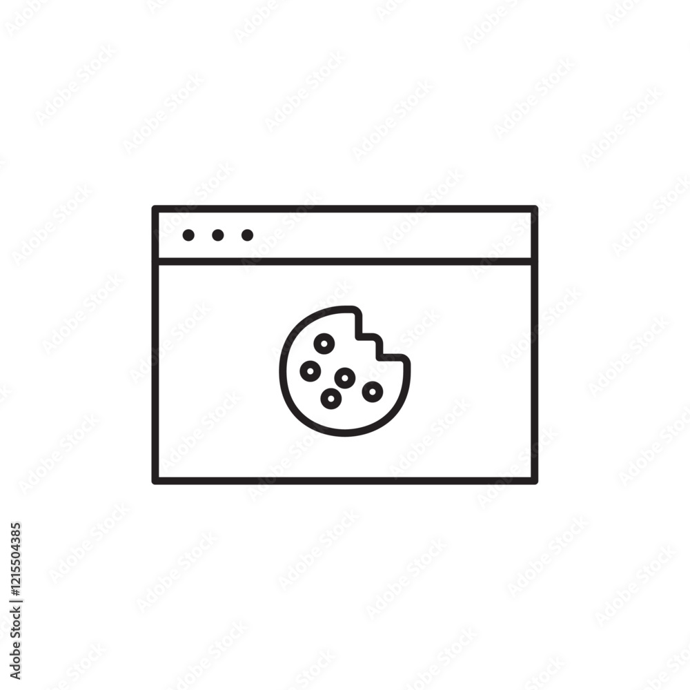Web Cookies icon Outline set in black and white color Web Cookies icon Outline set in black and white color