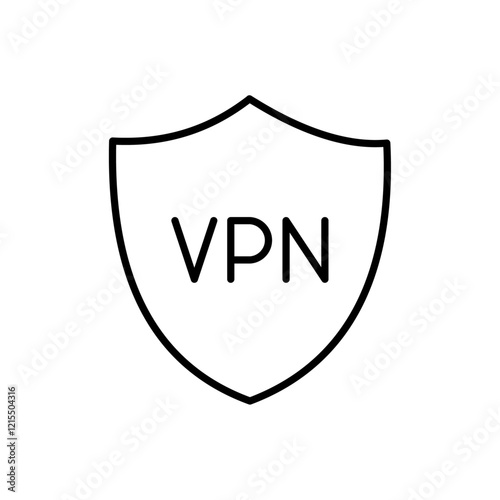 Vpn icon Outline set in black and white color