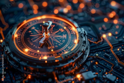 Wallpaper Mural A Vintage Compass Placed on a Circuit Board An Intriguing Fusion of Nature and Modern Technology Today Torontodigital.ca