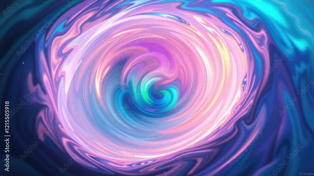 Obraz premium A swirling vortex of iridescent colors morphs into a mesmerizing aurora, as gentle sonic waves transition into a kaleidoscope of light and shadow, sound wave, swirl