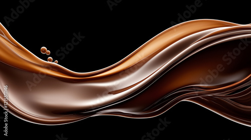 Swirling Chocolate Liquid Forms an Artistic Wave on a Dark Background