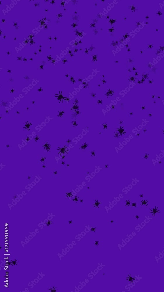 Black Hairy Spiders On Dark Violet Looped Background. Spider Shaped Confetti Falling on a Purple Background.Creepy Halloween Animation. Spooky Halloween Background Loop with Confetti of Spider Shape.
Black Hairy Spiders On Dark Violet Looped Background. Spider Shaped Confetti Falling on a Purple Background.Creepy Halloween Animation. Spooky Halloween Background Loop with Confetti of Spider Shape.