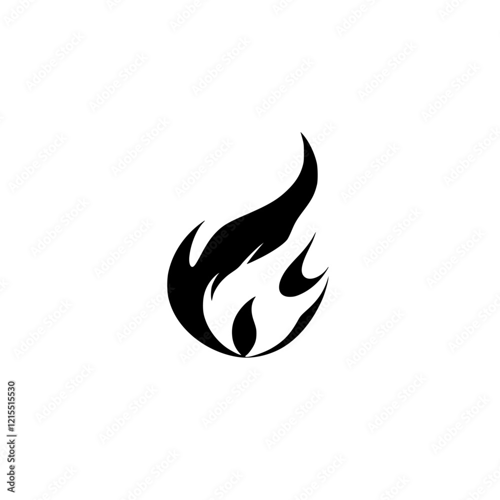 Fiery Abstract Flame Logo: Black and White Vector Graphic Design Fiery Abstract Flame Logo: Black and White Vector Graphic Design