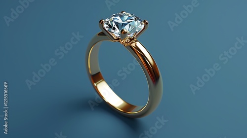 gold wedding rings on blue background