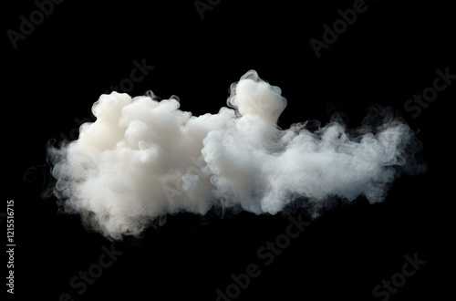 Isolated White Smoke Cloud on Black Background