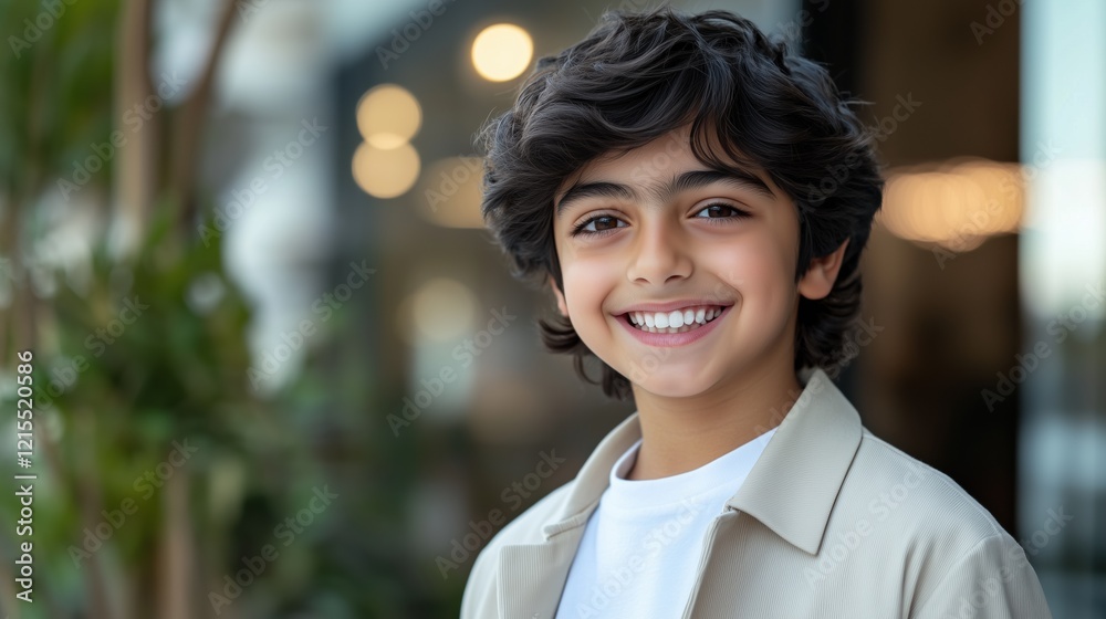 A cheerful boy stands outdoors, showcasing his bright smile and straight teeth. Dressed casually, his confident demeanor and friendly expression shine in the bright light A cheerful boy stands outdoors, showcasing his bright smile and straight teeth. Dressed casually, his confident demeanor and friendly expression shine in the bright light