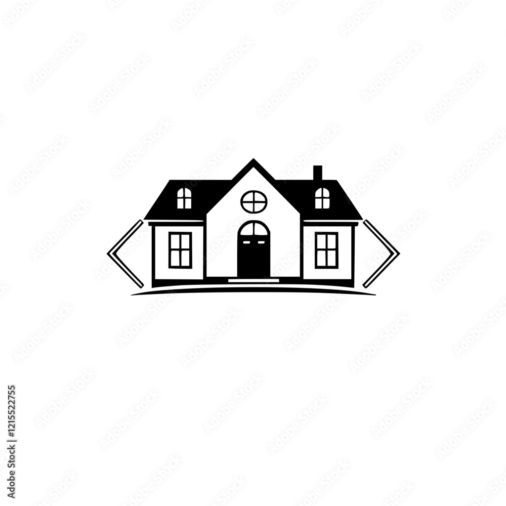 Modern House Architecture Design: Luxury Home, Real Estate Property, Residential Building, Classic Home Structure, Elegant Residence Symbol Modern House Architecture Design: Luxury Home, Real Estate Property, Residential Building, Classic Home Structure, Elegant Residence Symbol