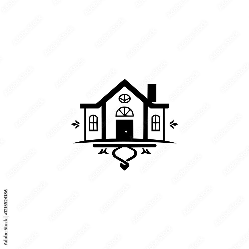 Elegant Home Design: A Classic House Illustration - Real Estate, Property, and Residential Architecture Elegant Home Design: A Classic House Illustration - Real Estate, Property, and Residential Architecture