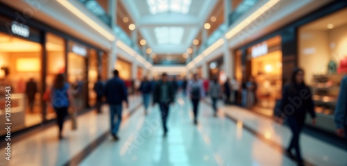 Wallpaper Mural Busy shopping mall interior shows many people walking through building. Lot of stores visible in background. Blurred motion, abstract style enhance dynamic hustle, bustle of retail scene. Indoor Torontodigital.ca