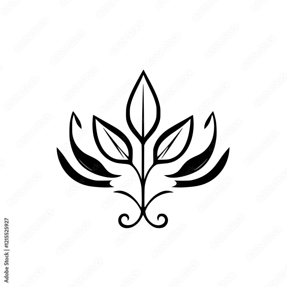 Elegant Black and White Floral Design: Minimalist Botanical Leaf Illustration, Perfect for Logos, Decor, and Nature-Inspired Projects Elegant Black and White Floral Design: Minimalist Botanical Leaf Illustration, Perfect for Logos, Decor, and Nature-Inspired Projects