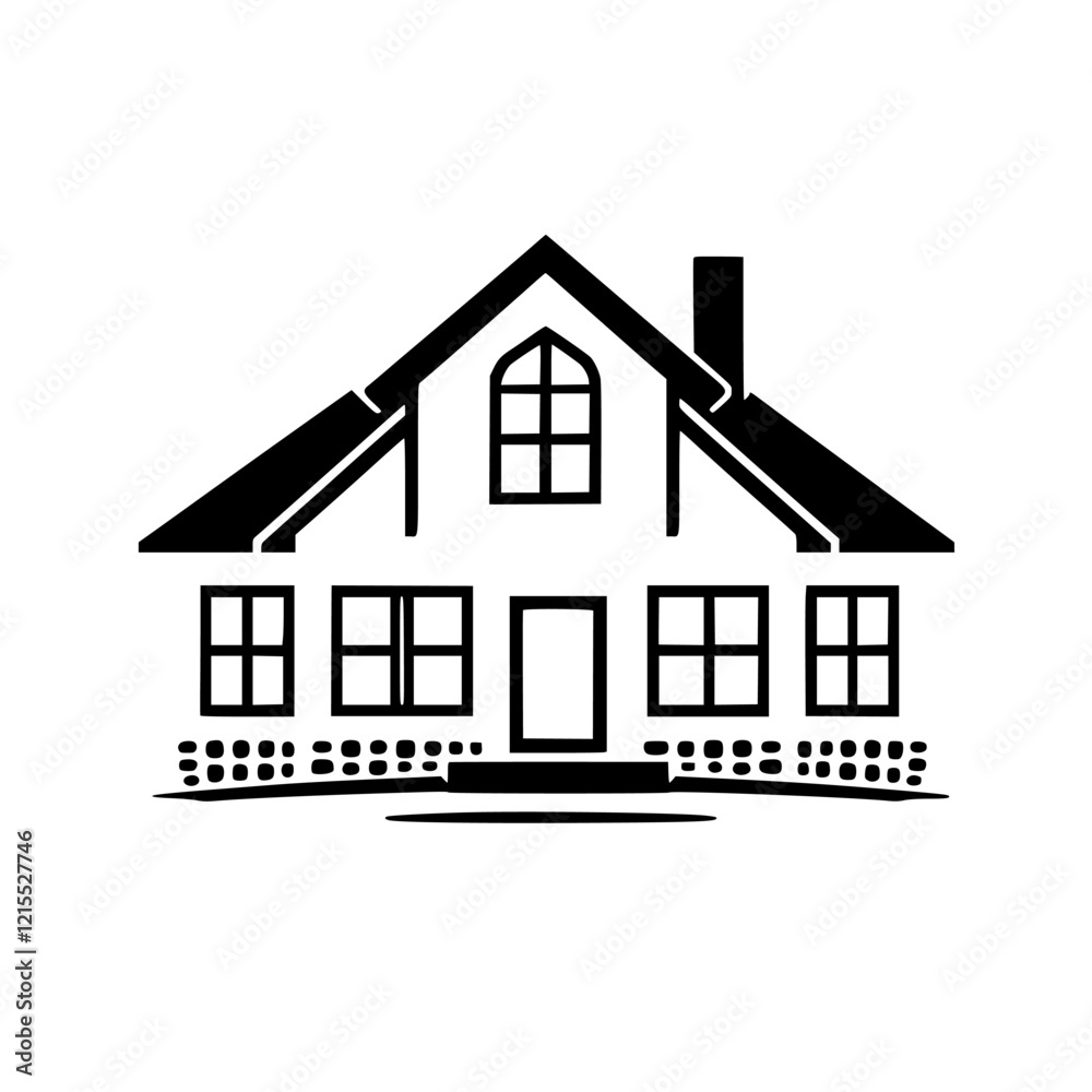Simple House Exterior Design: Black and White Vector Illustration of a Modern Home. Ideal for Real Estate, Architecture, and Home Design Projects. Simple House Exterior Design: Black and White Vector Illustration of a Modern Home. Ideal for Real Estate, Architecture, and Home Design Projects.