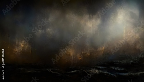 Obraz na płótnie Dark and moody abstract seascape painting with an aged texture, creating a dramatic and evocative atmosphere w salonie