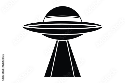 UFO in Space Silhouette Illustration and Extraterrestrial