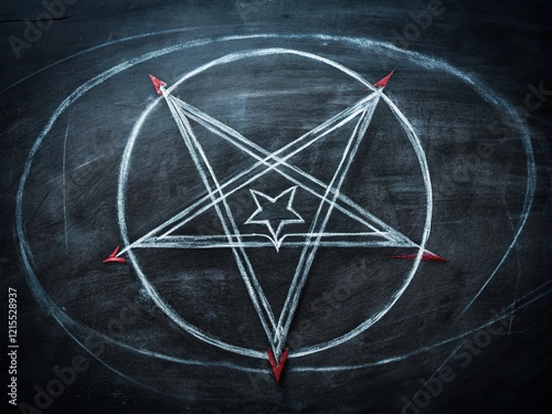 Silhouette of Demonic Sigil on Blackboard - Occult Symbol, Dark Magic, Mystical Ritual photo