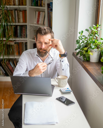 Millennial businessman working at desk in office