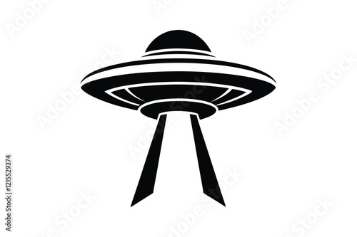 UFO in Space Silhouette Illustration and Extraterrestrial