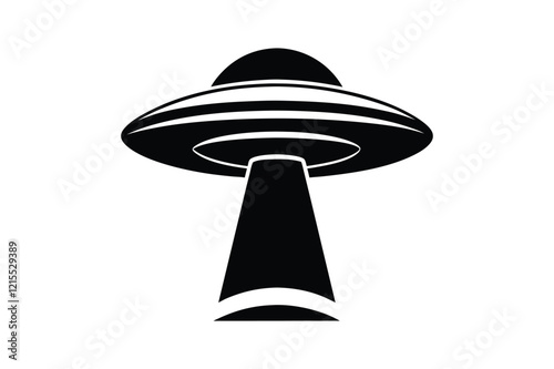 UFO in Space Silhouette Illustration and Extraterrestrial