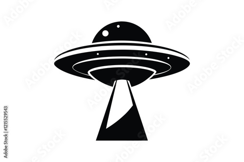 UFO in Space Silhouette Illustration and Extraterrestrial