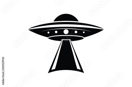 UFO in Space Silhouette Illustration and Extraterrestrial