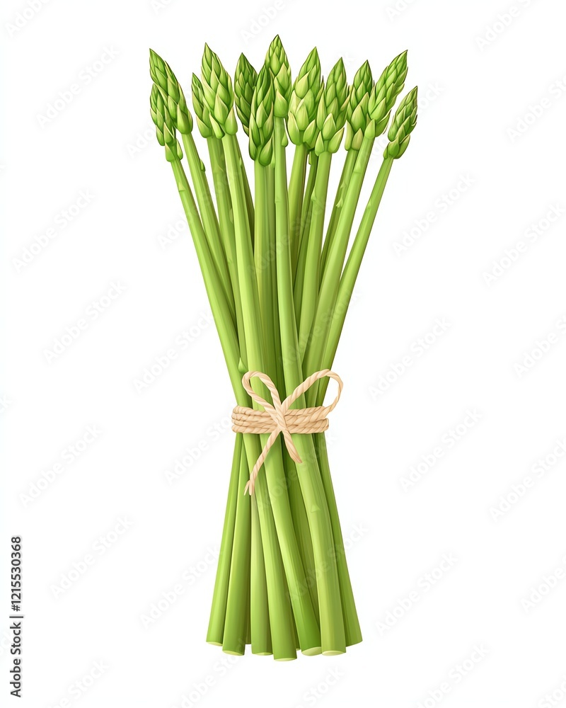 Fototapeta premium Isolate for advertising Fresh asparagus bundled with twine.