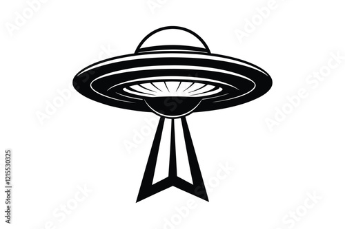UFO in Space Silhouette Illustration and Extraterrestrial