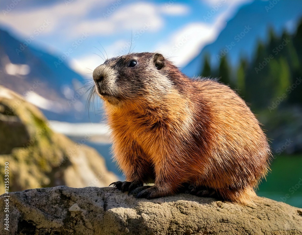 groundhog sitting on a rock