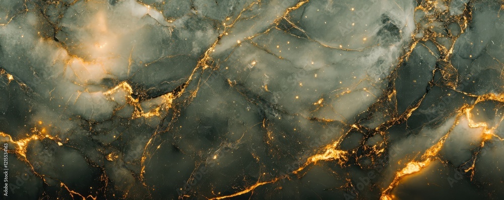 Fototapeta premium Luxurious dark marble texture with subtle gold veins and glowing highlights