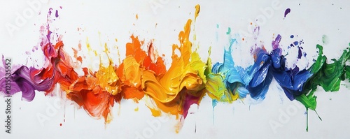 Wallpaper Mural Vibrant colorful abstract paint splash on white canvas Torontodigital.ca